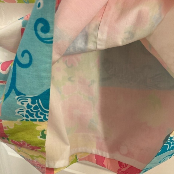 Lilly Pulitzer pastel patchwork cotton midi summer dress w/ lace waist detail - Picture 3 of 6